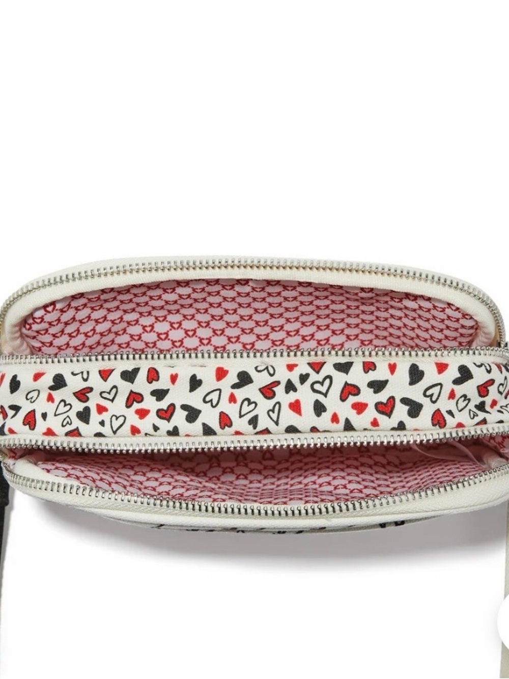 BRIGHTON "LOVE SCROLL" Canvas Crossbody Bag - Black Red Trim - Picture 3 of 4